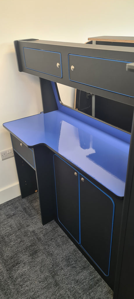 VW T5/T6 Super Matt Black & Blue Gloss Worktop SWB Units