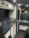 VW T5/T6 Rock & Roll Bed & Light gloss grey with Black Sparkle Worktop Units