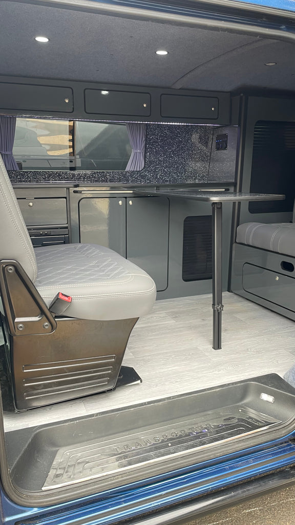VW T5/T6 Gloss Grey & Black Sparkle Worktop Units LWB