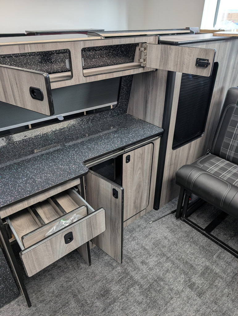 VW T4 Grey Oak & Black Sparkle SWB/LWB Units