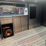T4 Dark Wood Stripe & Black Tambour Door SWB Units