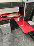 T5/T6 Super Matte Black & Gloss Red Worktop SWB Units