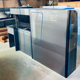 VW T5/T6 Gloss Grey & Black Sparkle worktop with blue trim SWB/LWB Units