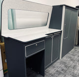 VW T5/T6 Super Matt Grey & White Sparkle Worktop SWB Units