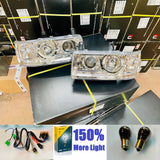 VW T4 DRL chrome headlights 1990-2003 short nose MOT COMPLIANT!