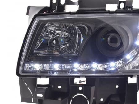T4 DRL headlights 1996-2003 long nose Black