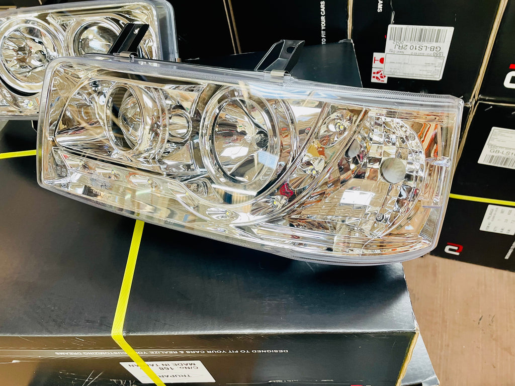 VW T4 DRL chrome headlights 1990-2003 short nose MOT COMPLIANT!