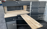 VW T4 Super Matt Grey & Solid Oak Worktop SWB Units