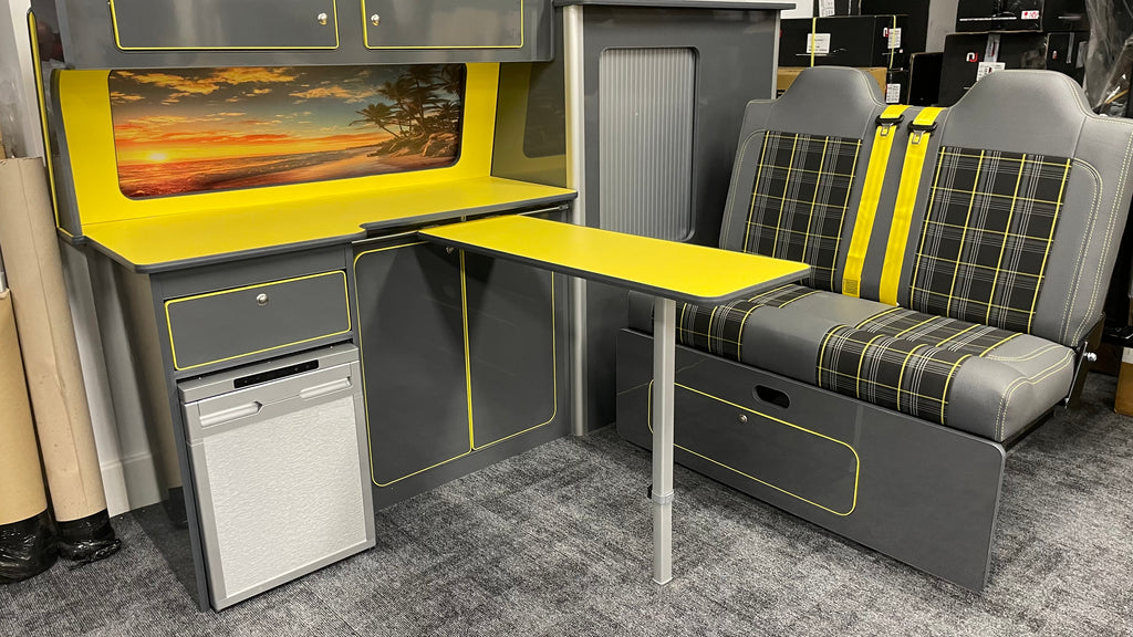 Swb Unit VW T4 Gloss Grey & Gloss Yellow Worktop SWBLWB Units– T4mation.me
