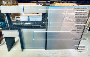 VW T4 Gloss Grey & Black Sparkle worktop with blue trim SWB/LWB Units