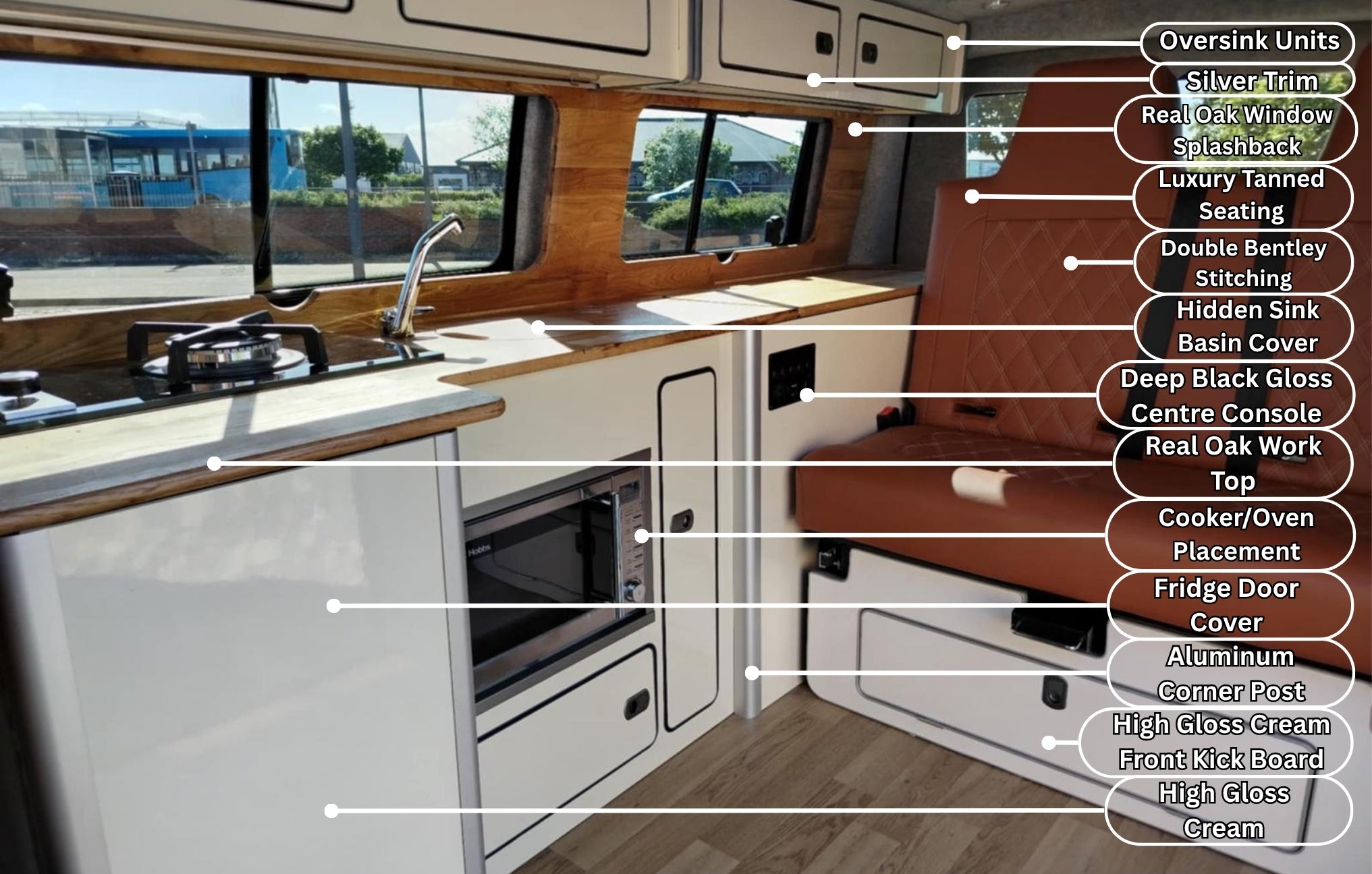 VW T5/T6 Rock & Roll Bed With High Gloss Cream & Oak Low Level SWB/LWB Units