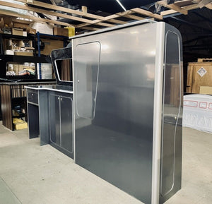 T5/T6 metallic grey Camper Kitchen Units (With Over Head Unit) * Including Sink cut Out.