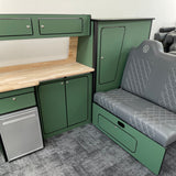 Rock and Roll bed with Super Matt T4 SWB Olive Green with REAL solid oak!