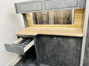 VW T4 SWB Slate & Solid Oak Light Weight Ply Camper Kitchen units