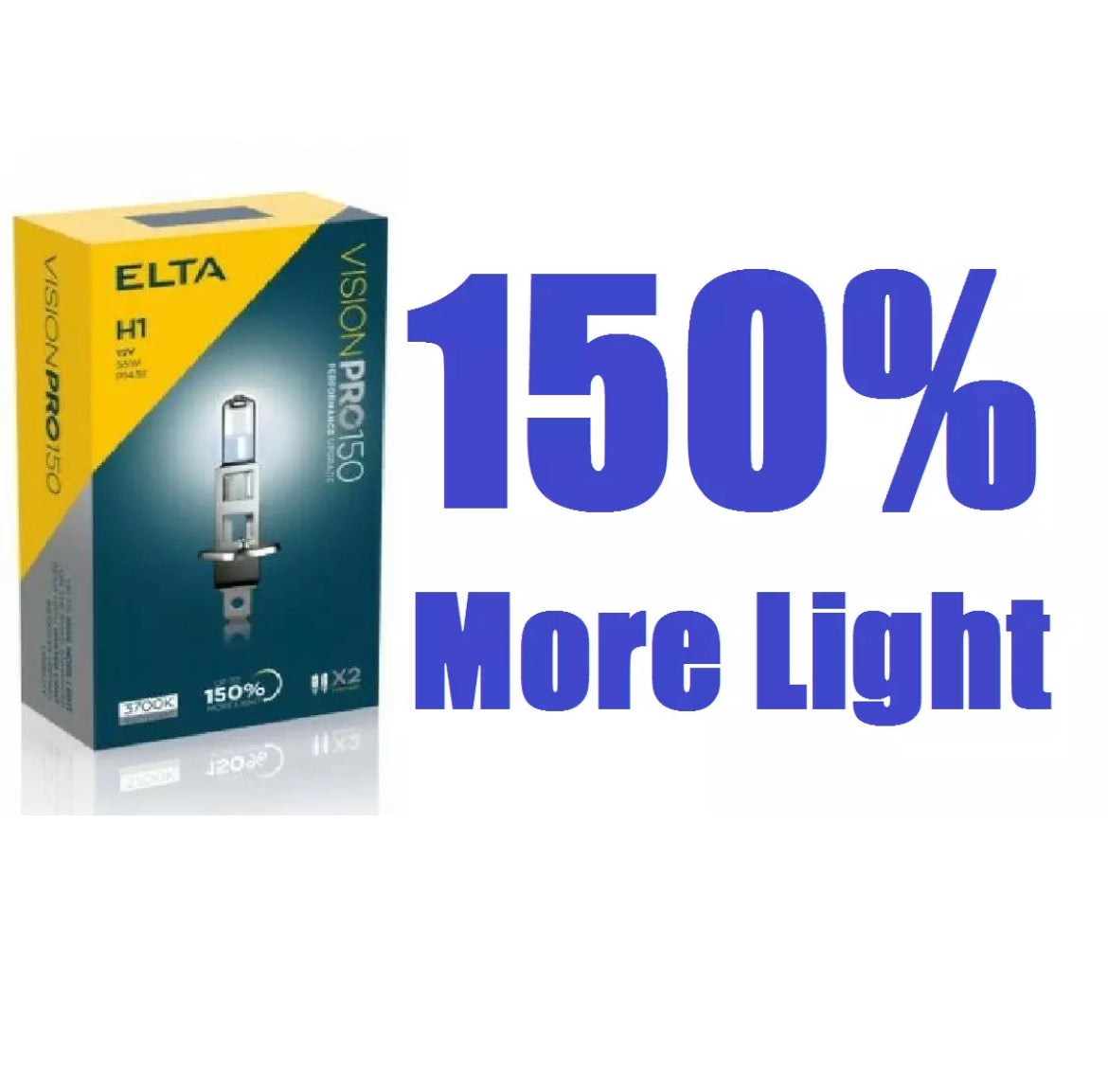 H1 headlight bulbs 150% more light.